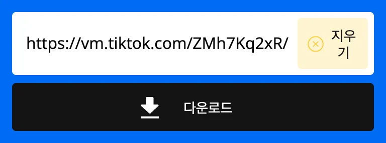 SnapTik 다운로더 입력란에 붙여넣은 TikTok 링크